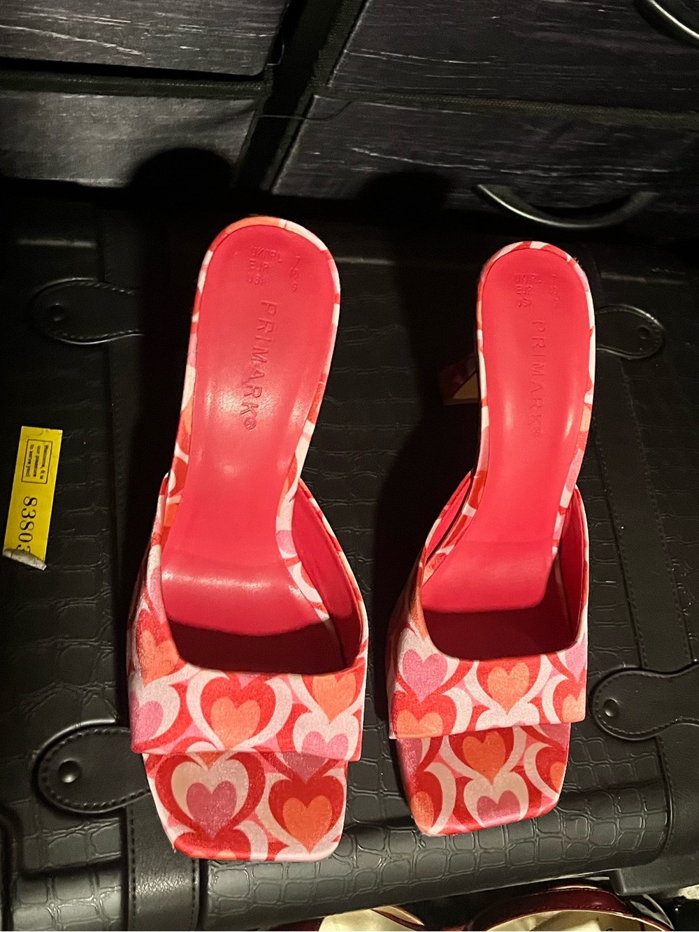 Primark Red & Pink Heart-Print Square Toe Kitten Heels - Women’s